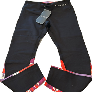 Fitwear Tropical Leggings Size Medium New Back Waist Zip Stretchy